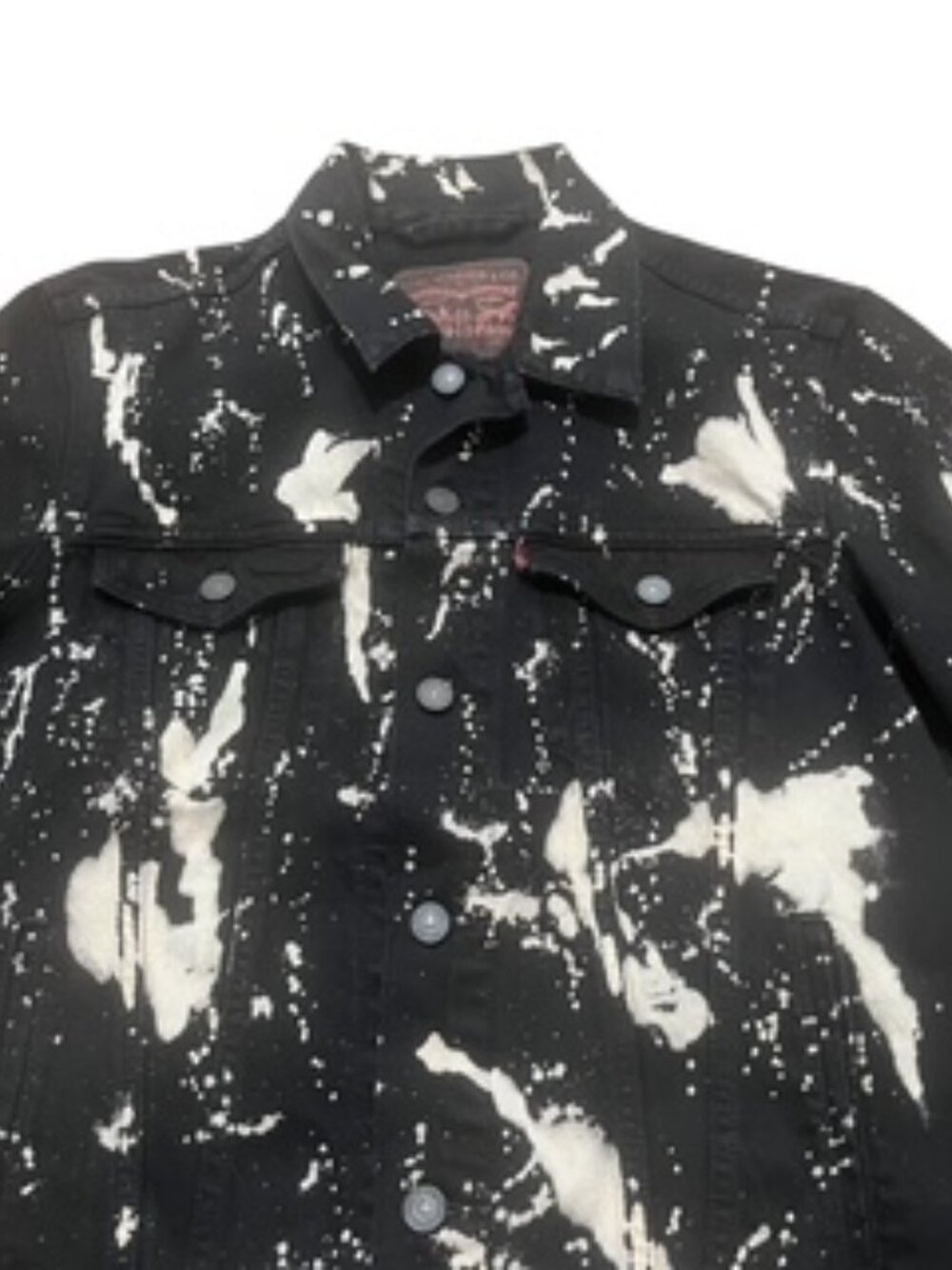 Levi’s Denim Jean‎ Jacket Adult MEDIUM Black Paint Splatter Unisex - Picture 6 of 12
